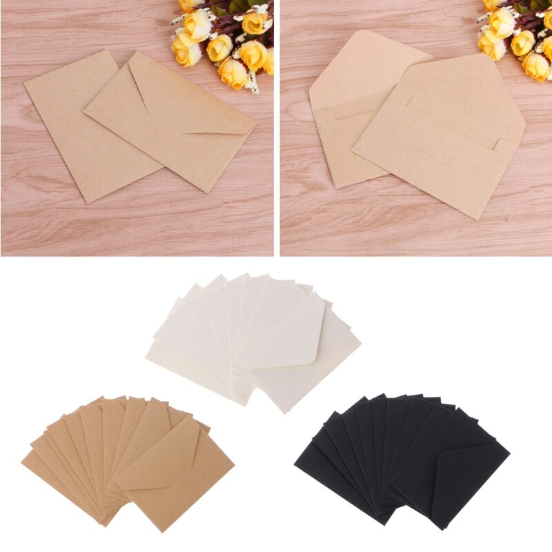 1 sæt 50 stk/parti håndværkspapir konvolutter vintage europæisk stil konvolut til kort scrapbog kraftpapir sort