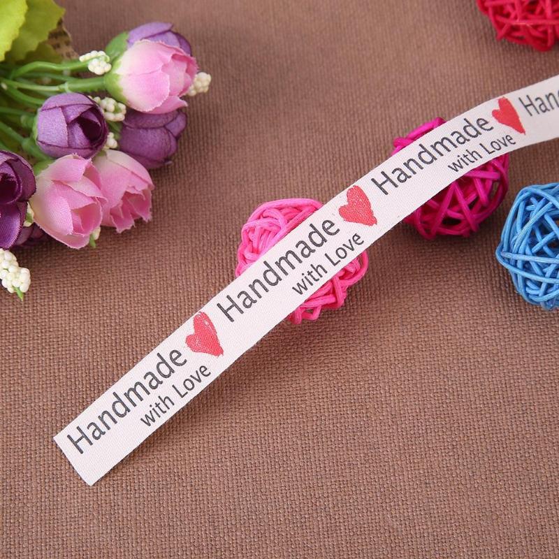 Cinta de amor de algodón hecha a mano, etiqueta de cinta de ropa, accesorios de costura de lazo hechos a mano, decoración del hogar