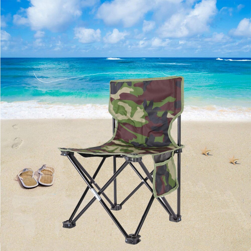 Silla plegable de camuflaje a la , silla para pesca al aire libre, portátil e informal, pequeña, con patrón aleatorio