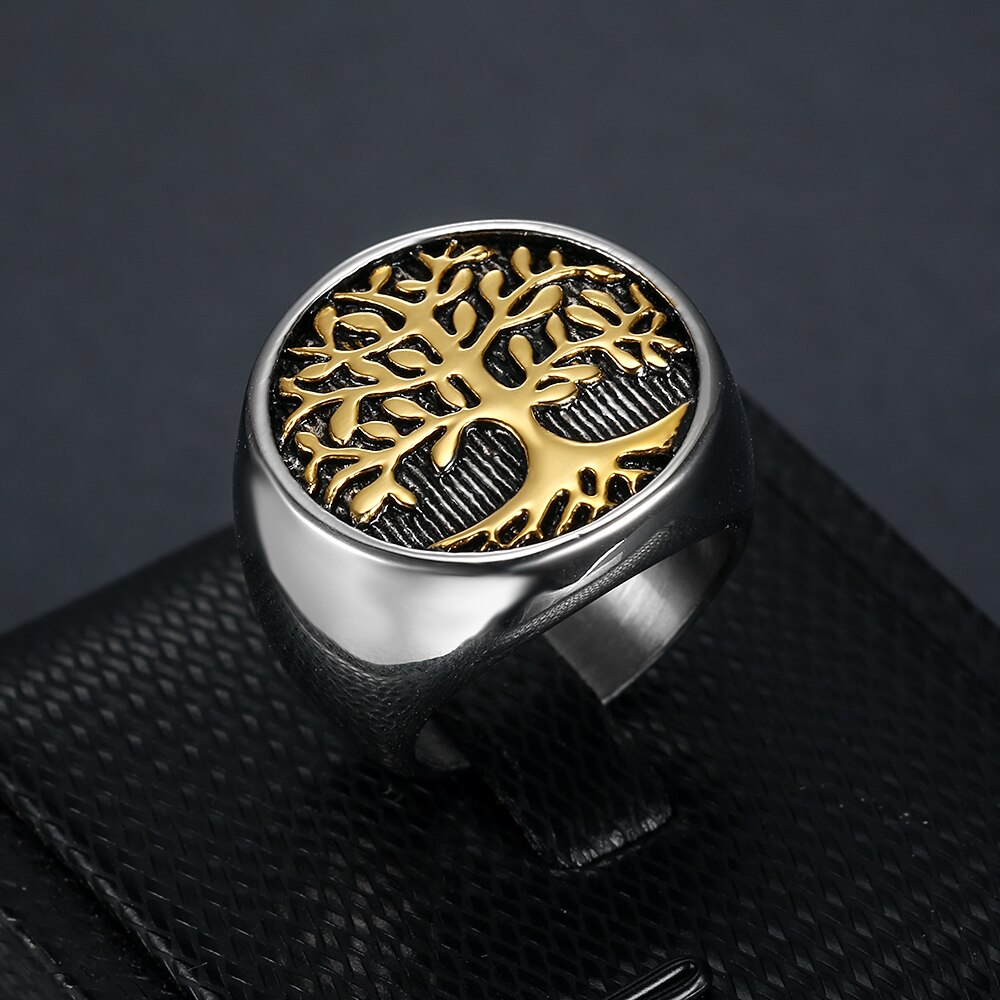 CFBulongs Beier Viking ring 316l Stainless Steel nose viking life Tree Amulet stylish Odin scandinavian Men Ring Jewely