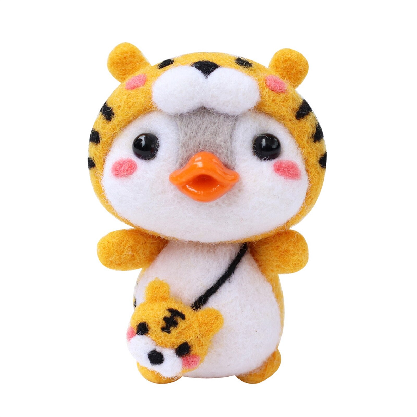 Cute Penguin z czapka w kształcie zwierzęcia Shiba Dinosaur wełna filc rękodzieło Diy nie wykończone Poked zestaw zestaw do rękodzieła dla igły torba materiałowa zestaw: E