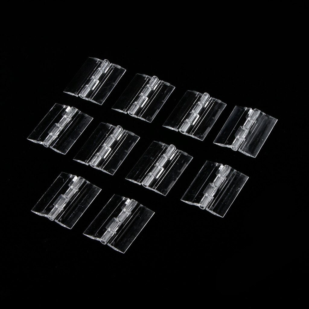 45x38mm Clear Acrylic Plastic Folding Door Piano Hinges Pack of 10
