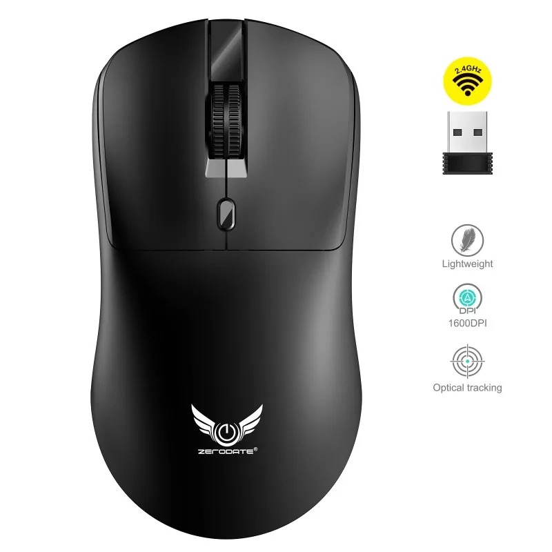 2.4G Wireless Mouse Ergonomic Gaming Mouse 800/1200/1600DPI 4 Mute Buttons Mice for iPad PC Laptop Tablet Phone Computer: black