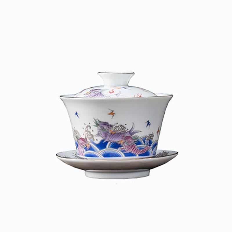 200ml kinesiske traditionelle gaiwan terrin kungfu te kopper porcelæn te skål håndmalet te sæt rejse te tilbehør