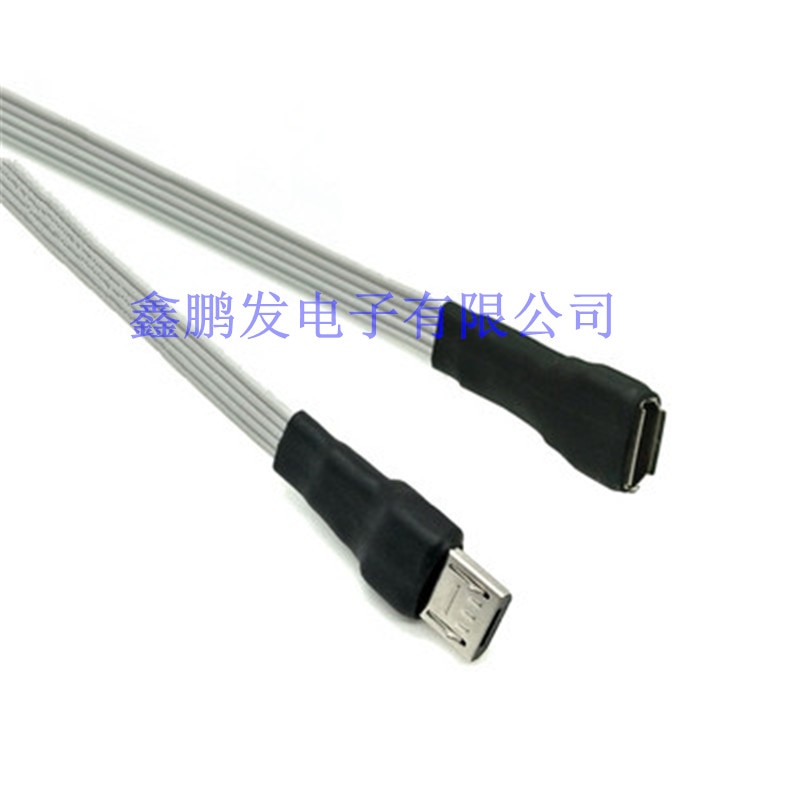 Micro USB 5pin Flat Cable Micro USB 2.0 Male Connector to Micro USB 2.0 Male & Female Extension Cable 0.1m/0.2m/0.3m/0.5m/1m/2m: M-F / 1.5m