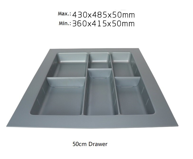 45cm-60cm Sizing ABS Plastic Cuttable cutlery tray insert Inserts utensil holder fitted kitchen drawer box: 50cm Divider