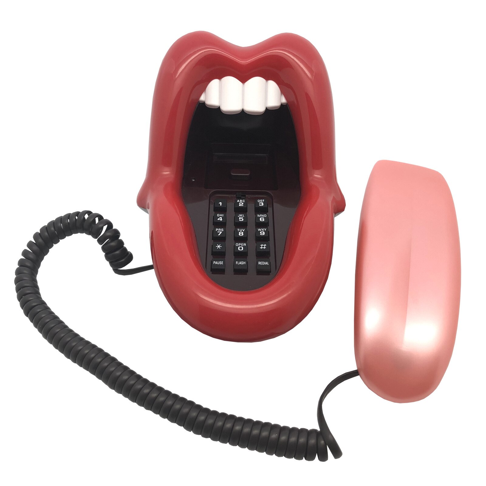 Landline Fixed Telephone Red Lips Large Tongue Shape Desktop Phone Corded Telephone for Home Office Hotel Decoration