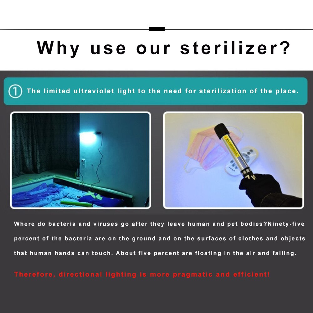 UV Licht Handheld Uv Effiziente Entkeimungslampe Uv Ozon Desinfektion Sterilisation Stick für Home Office