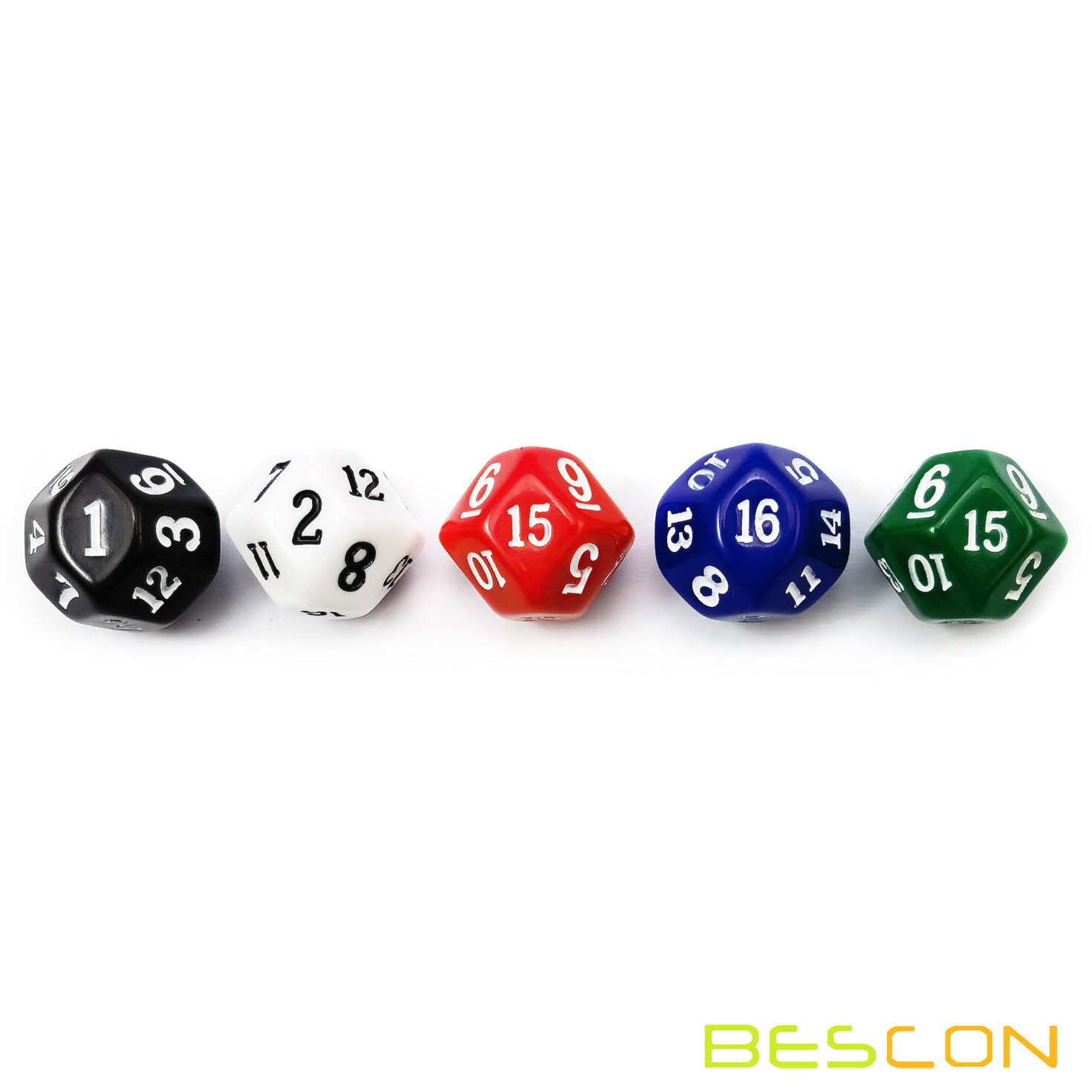 Bescon 16 Zijden Dobbelstenen In Diverse Effen Kleuren, D16 Game Dice 5Pcs Set