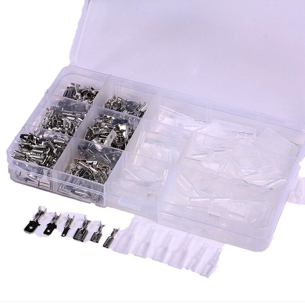 270pcs 6.3mm/4.8mm/2.8mm Assortment Terminal Kit Electrical Wire Crimp Connectors Male Female Spade Crimp terminal connector