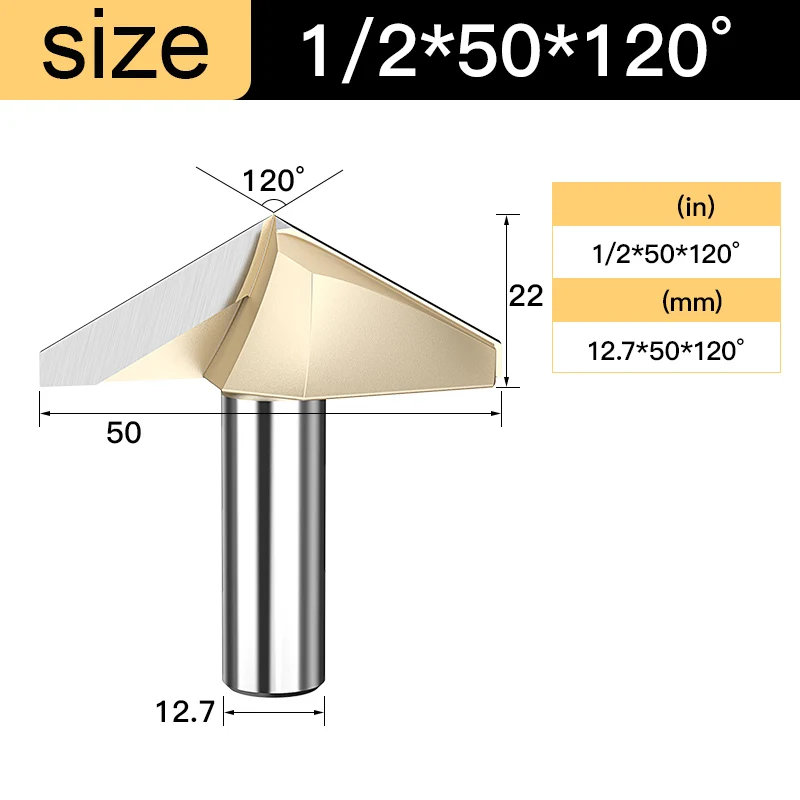 Tideway V Groove Router Bit 120 150 Degree Double Flutes Carving Bit Woodworking Tools Engraving Slotting Cutter for Wood CNC: 35mm
