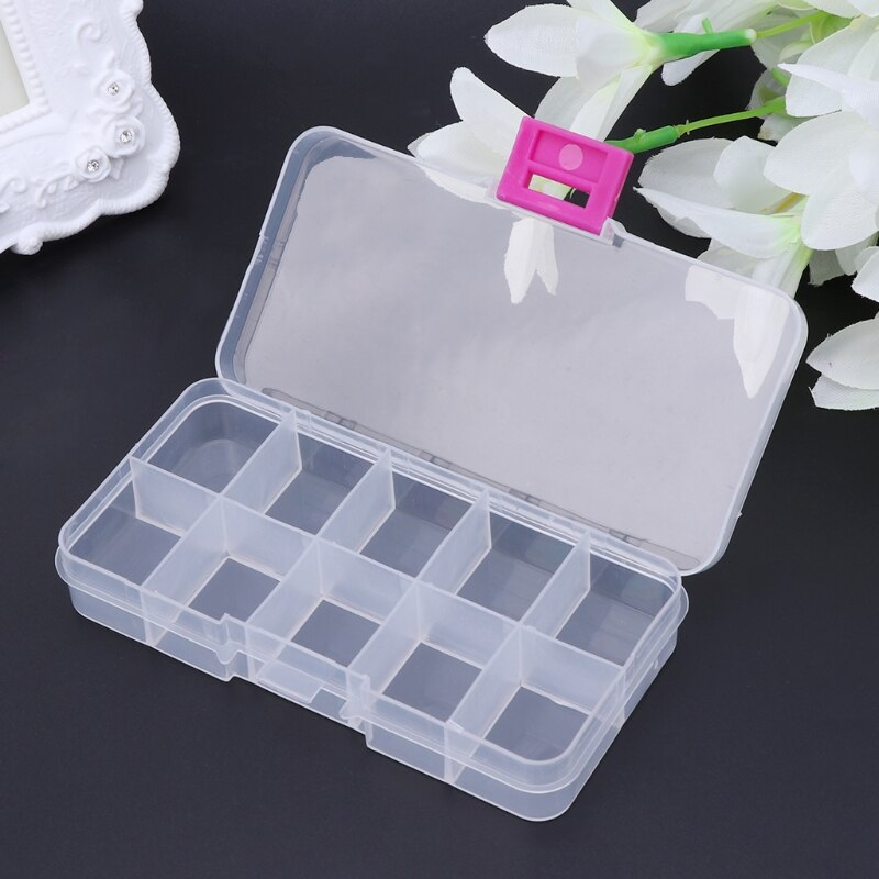 10 fächer Klar Kunststoff Lagerung Kasten Schmuck Korn Schraube Organizer Container N1Ha