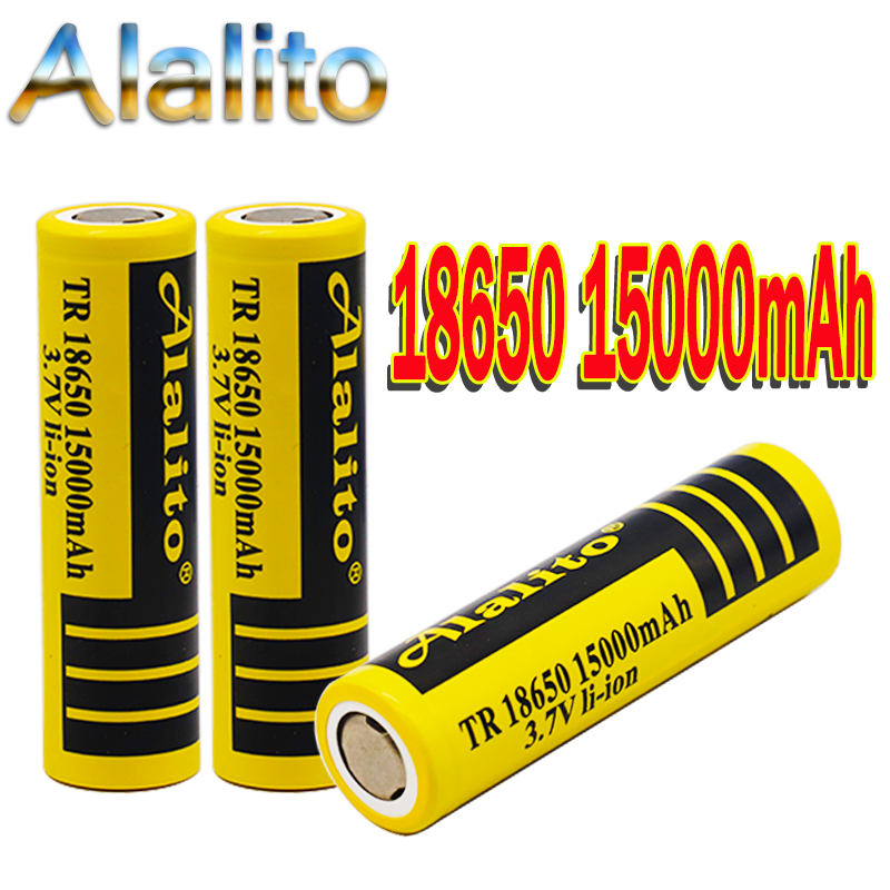 100% Original 18650 battery 3.7v 15000mah 18650 Lithium Rechargeable Battery 4.2v Li-po For Flashlight batteries