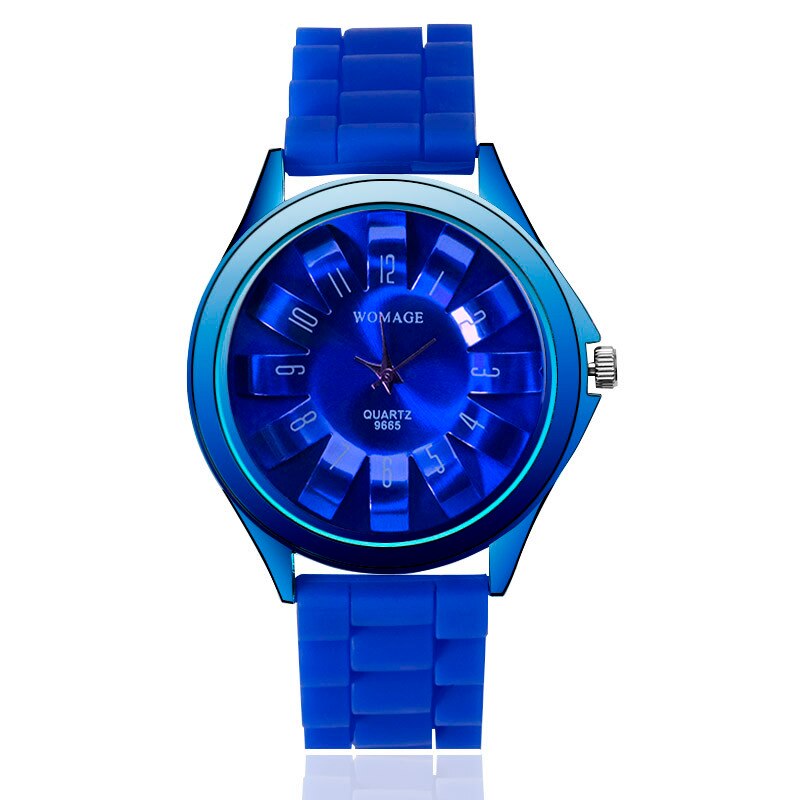 Womage Horloges Vrouwen Horloges Casual Dames Horloges Mode Sport Jelly Rubber Band Horloges Quartz Horloges: 039665blue