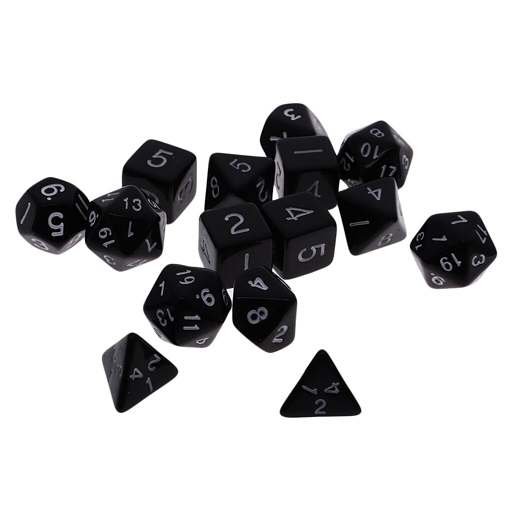 Acrylic Multi Sided Dice Games D&D RPG Game Board Game Party w/ Bag Black