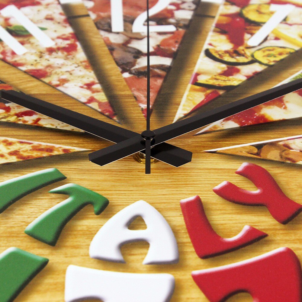 Vintage veggklokke klokke tre mute stue rund vegg klokke kjøkken pizza nordisk klokke