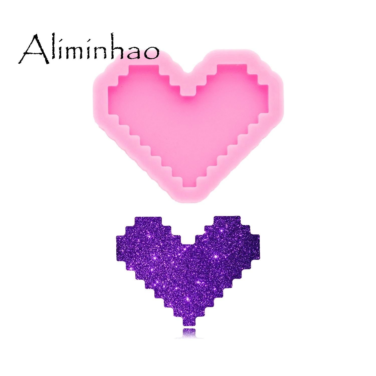 DY0576-Molde de silicona con forma de corazón para fabricación de joyas, molde brillante de 30mm, arcilla polimérica, resina artesanal, epoxi: DY0576 Pink