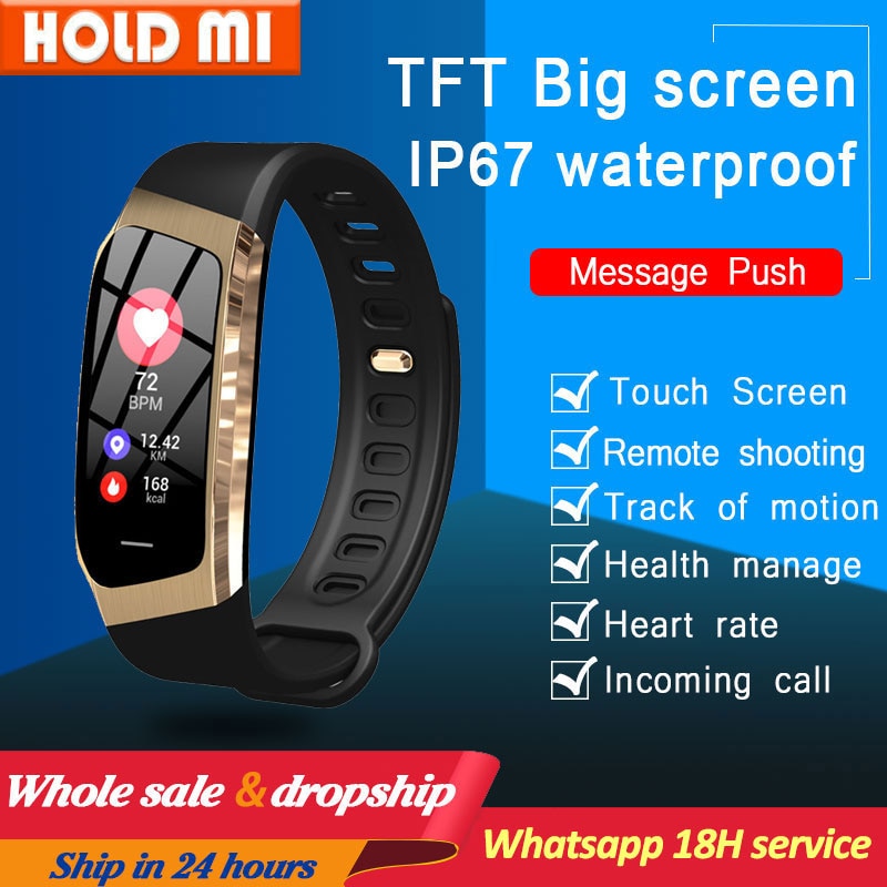 E18 Smart Band Kleur Touch Screen Druk Hartslagmeter Sport Armband IP67 Waterdichte Fitness Tracker Smart Polsband