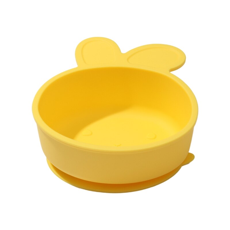 Baby siliconen vis schildpad konijn vorm verdeeld zuig siliconen bord kom zuignap antislip kindervoerbak: 45- geel