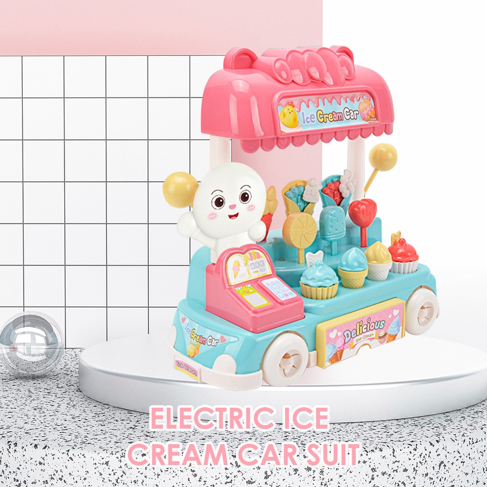 Electronic Mini Simulated Kits Toys Children Candy Hand Push Ice Cream Cart Kids Electric Sound Music Play House Toy