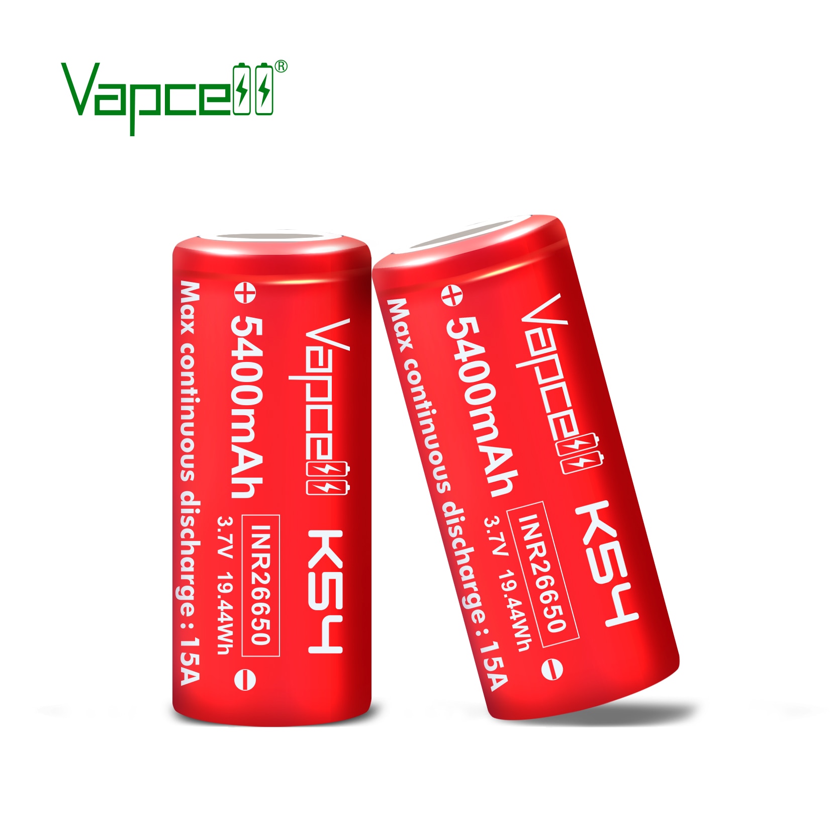 VapCell original INR 26650 5400mah 15A K54 li ion battery 3.7V high power rechargeable batteries cell for flashlight power tool