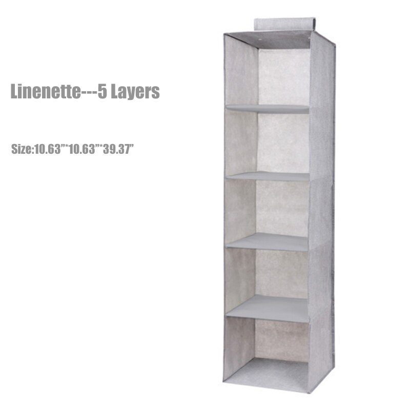 3/4/5 Layers Linen Closet Organizer Storage Foldable Fabric Bag Hanging Clothes Holder Clothes Home Classification Storage D30: Five Layers2
