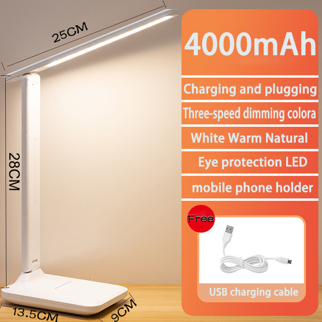 4000 mAh oplaadbare LED-tafellamp USB opvouwbaar traploos dimbaar bureaulamp Touch opvouwbare oogbescherming leesnachtlampje: Default Title