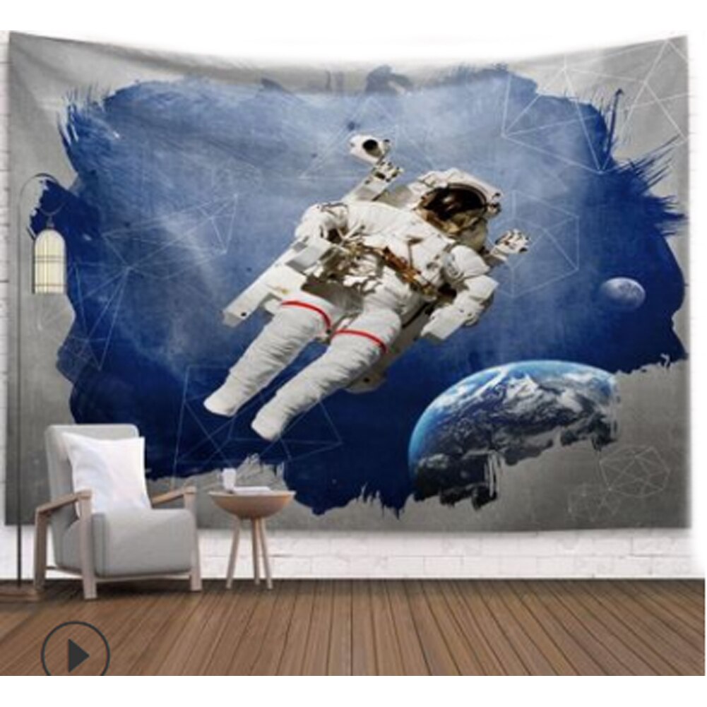 Tapiz de Tela con estampado de astronauta, manta de pared de galaxia psicodélica, Nasas espaciales, , decoración Bohemia: G