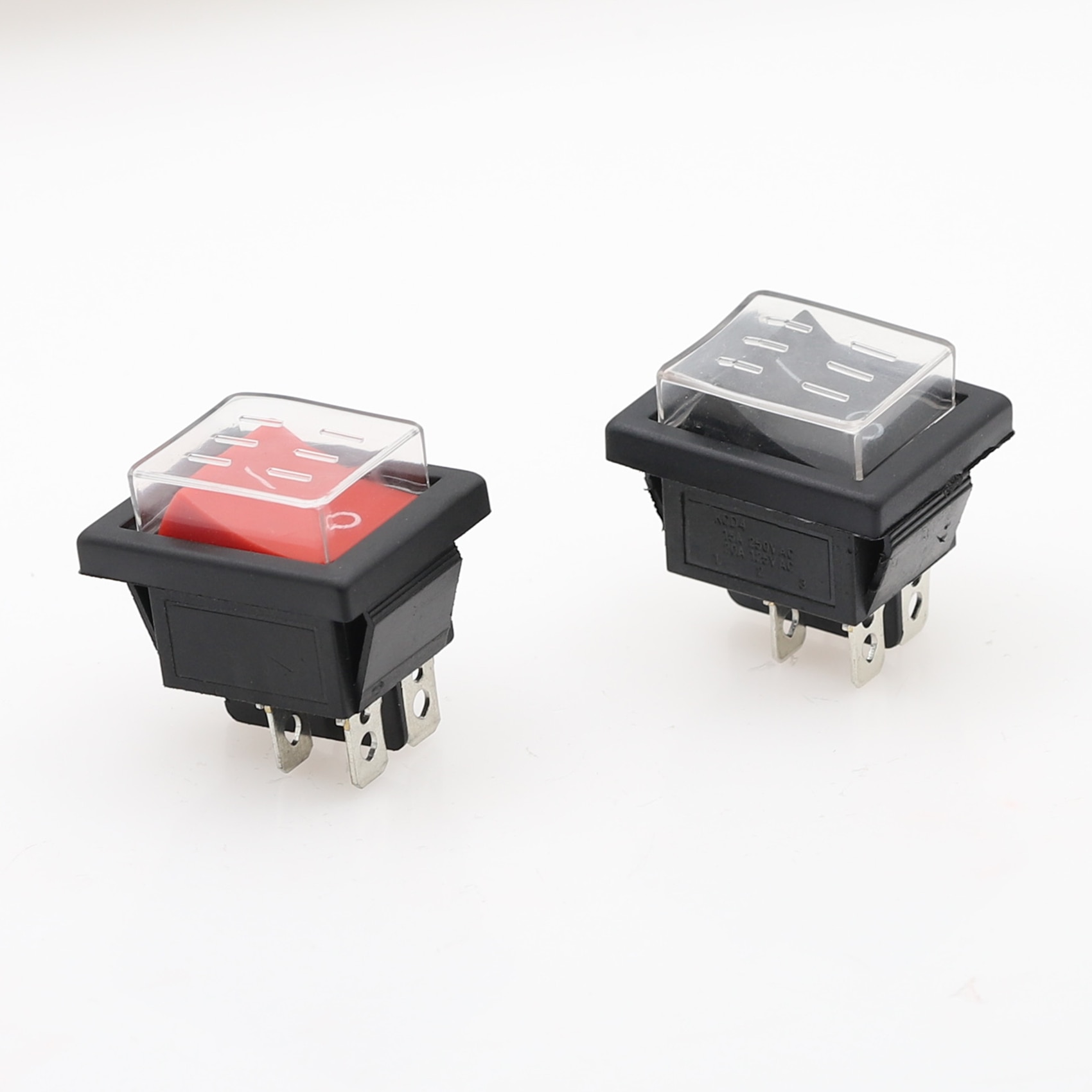 1PCS KCD4 Latching Rocker Switch Self-locking Power Switch DPST I/O 4 Pins 16A 250VAC 20A 125VAC Waterproof cap