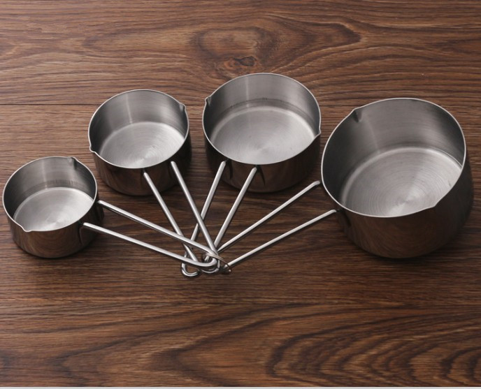 4 cucharas medidoras de acero inoxidable 430 de 2 estilos unids/lote, juego de herramientas de medición, cuchara de cocina o cafetería para hornear OK 0417