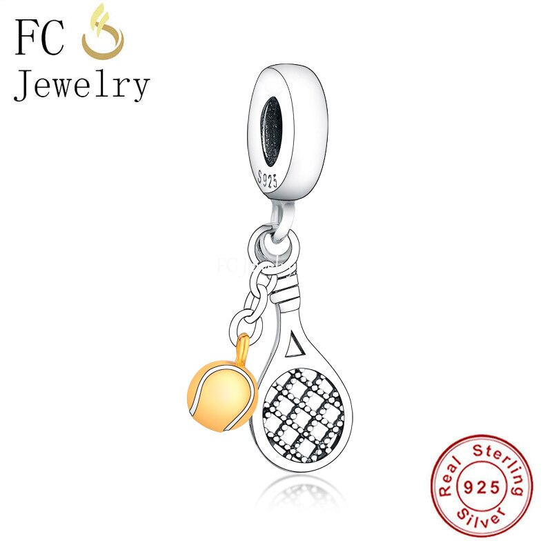 Fc jewelry passendes original-charm-armband mit 925 sterlingsilber-perlen in form eines tennisschlägers mit liebesmotiven, geeignet für damen.: Q1603
