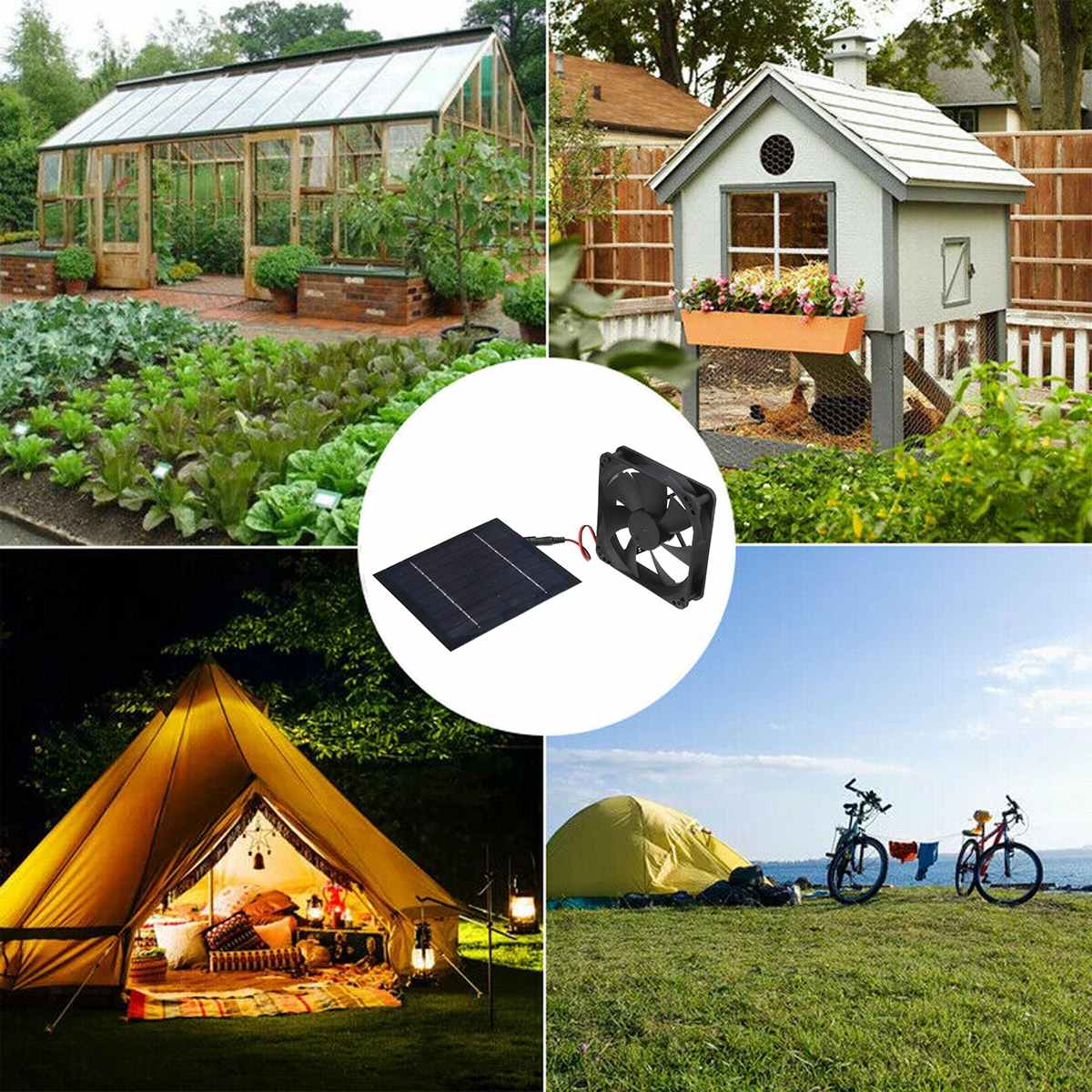 10W 12V Solar Exhaust Fan Air Extractor 6 Inch Mini Ventilator Solar Panel Powered Fan for Dog Chicken House Greenhouse RV