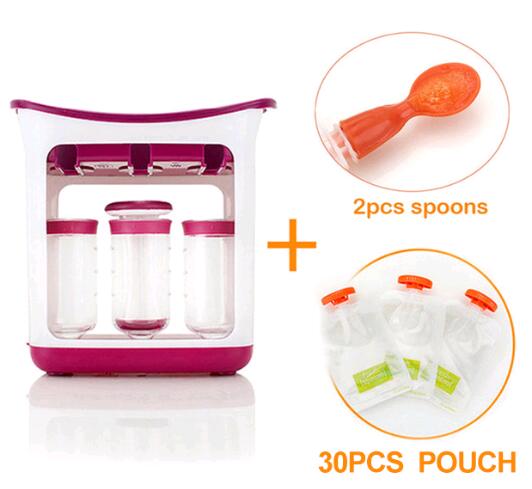OEM Squeeze Fruit Juice Station and Pouches Feeding Kit Baby Food Storage Containers FAD Free Newborn Food Maker Set: 3