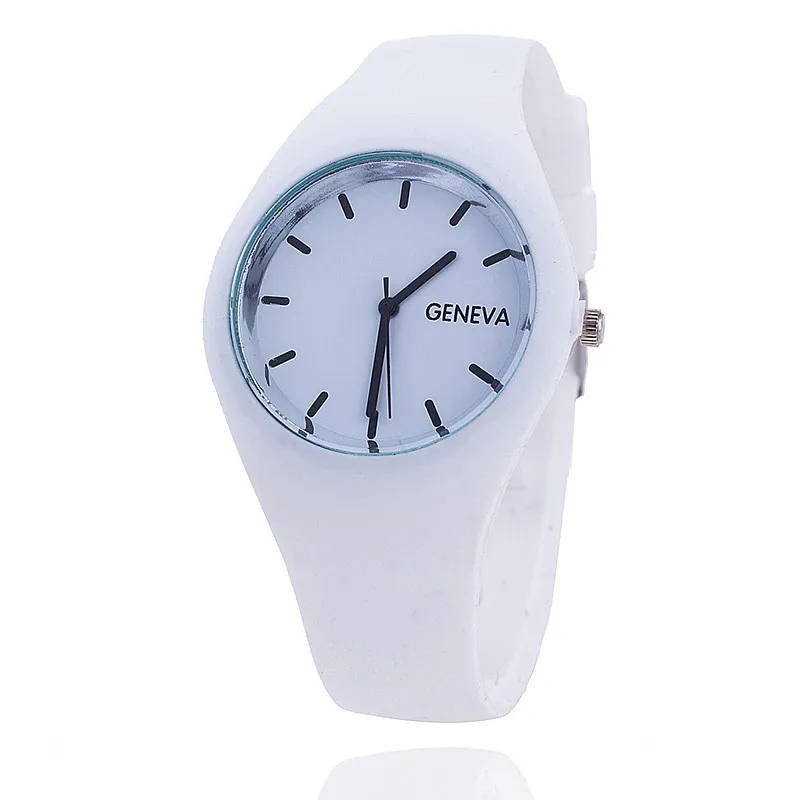 Men watch Women Cream Color Ultra-thin Silicone Strap Leisure Watch Geneva Wristwatch Women's Jelly Watches: Rose