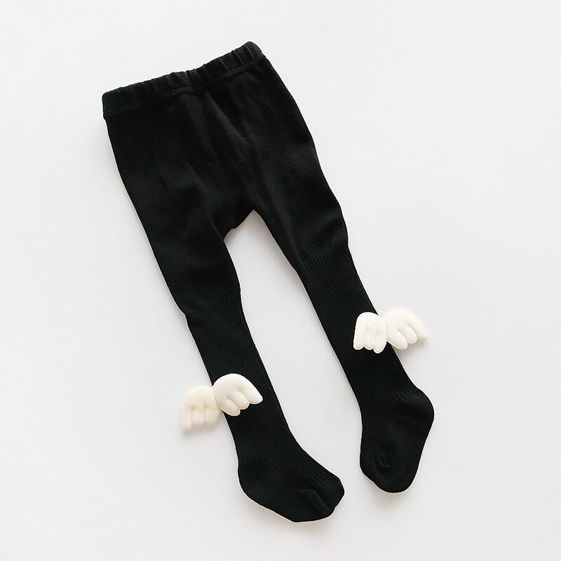 GZhilovingL Autumn Winter Infant Baby girls Cotton Angel Lovely Wing Pantyhose Warm Child Kids Ribbed Legging Knitted Stockings: black / 24M