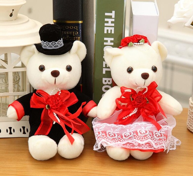 Ours en peluche pour couple, 2/20/40cm, poupée, de mariage, pour mariée et marié, de noël pour femmes et filles: 20CM D