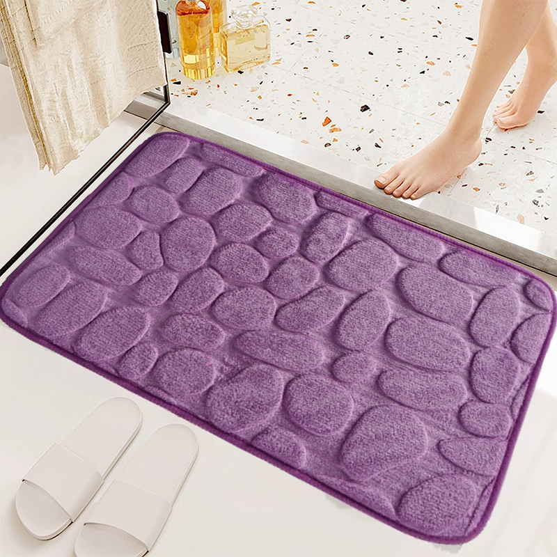Large Bathroom Mat Soft Absorbent Pebble Foot Mat Anti Slip Bath Mat Bedroom Balcony Carpet Entrance Floor Mat Long Kitchen Mat: 500mm x 1200mm / PURPLE