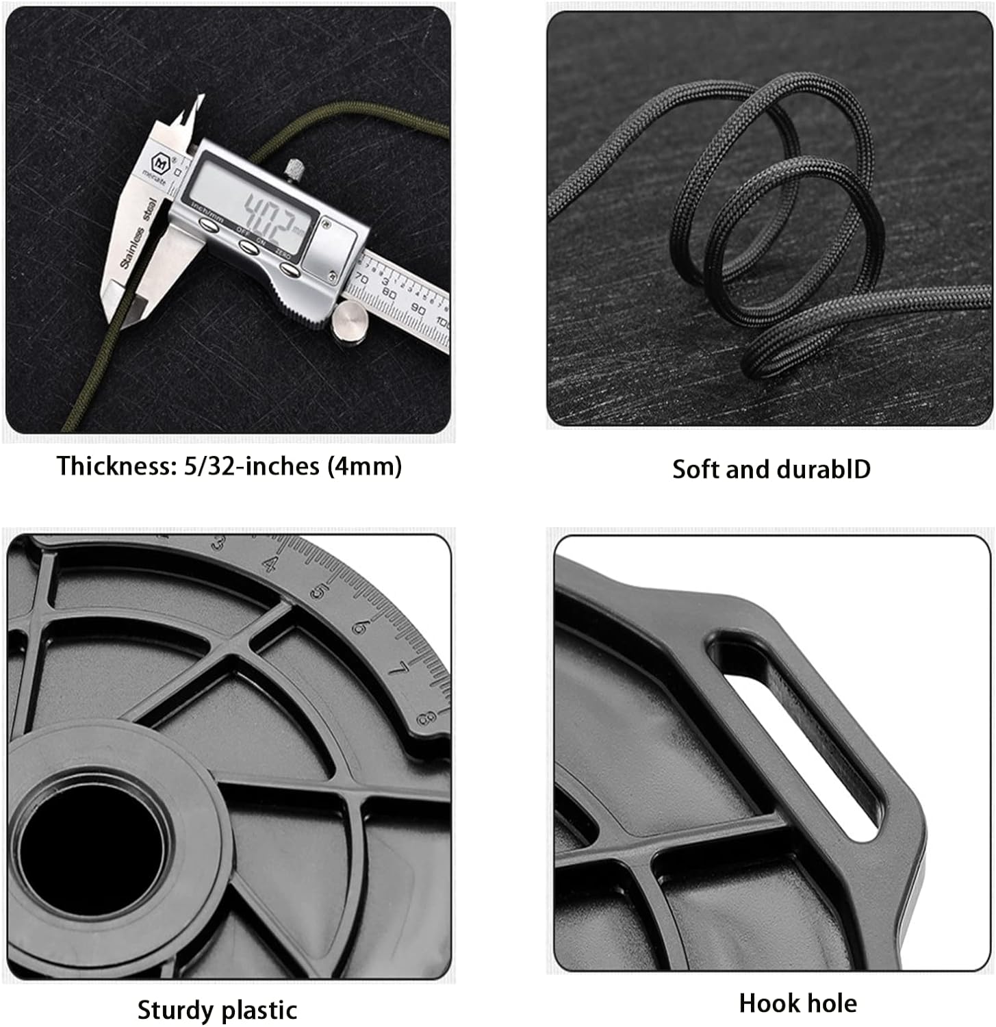 650 Paracord 9-strängiges 4 mm Fallschirmseil mit multifunktionaler Spulenrolle für DIY-Herstellung von Schlüsselband-Armbändern, Hundehalsband, Zeltseil