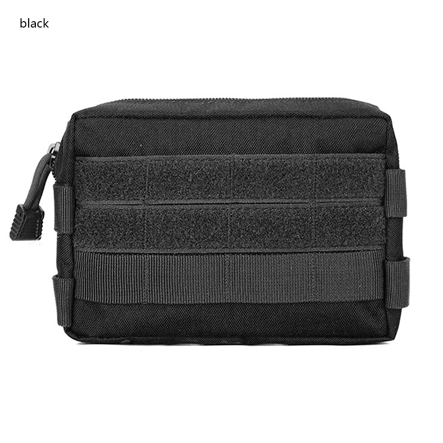 Multifunctionele accessoiretas/opbergtas die aan de riem van een outdoorvest of -rugzak kan worden gehangen.: Zwarte kleur