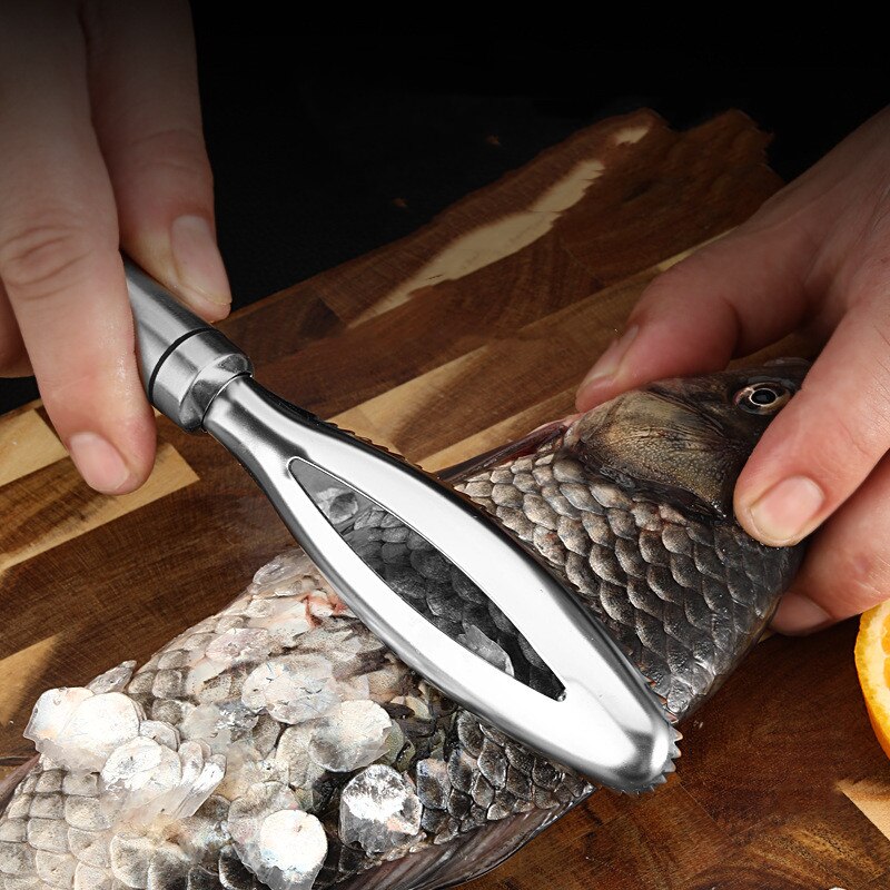 Fish Skin Brush Scraping Fish Scale Scrap Grater 304 Stainless Steel Quick Disassembly Fish Knife Cleaning Peeling Seafood Tools