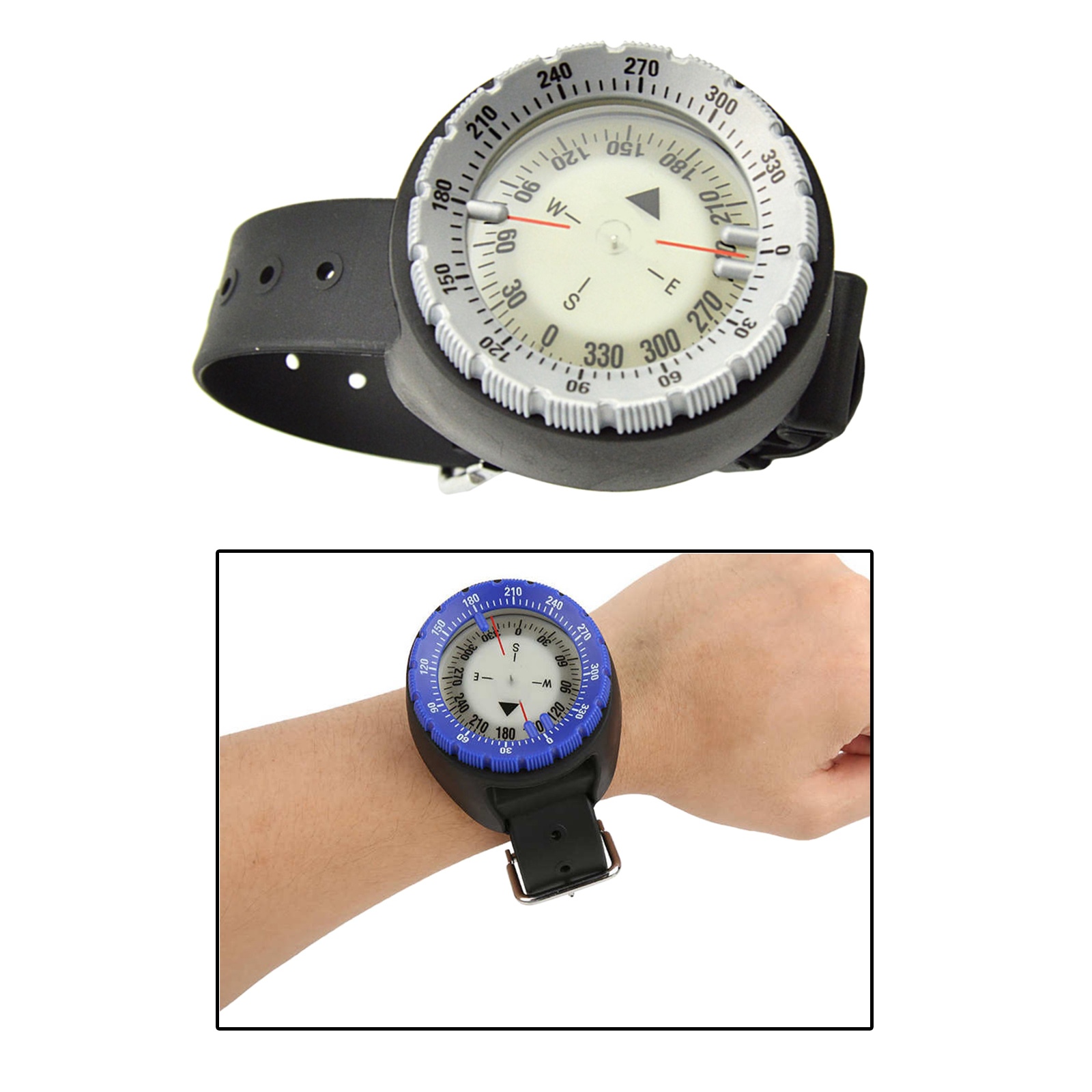 Scuba Diving Wrist Compass for Orienteering Hiking Gliding Camping Climbing: Gray