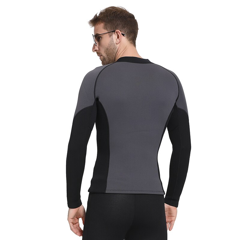 Los hombres de neopreno de 3mm Zip chaqueta manga larga delantera DE BUCEO DE Surf trajes de baño