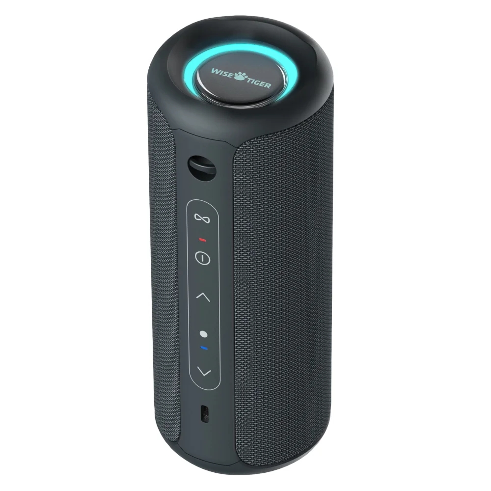 WISETIGER DEEYAPLE P3 30 W tragbarer Bluetooth-Lautsprecher für Höhle Außenbereich, IPX7 wasserdicht, kabellose Soundbox, BassBT5.3, RGB-Konnektivität: Schwarz