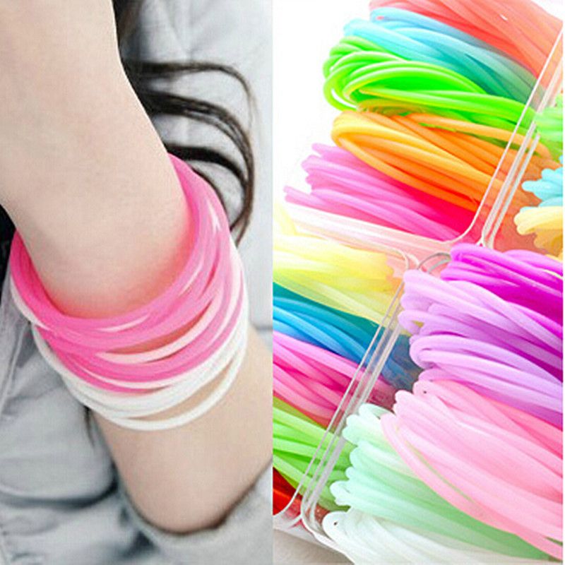 Bracelet en Silicone rond pour adultes, bracelets néon fluorescents lumineux, en caoutchouc, mélange de couleurs, Sport décontracté, bijoux