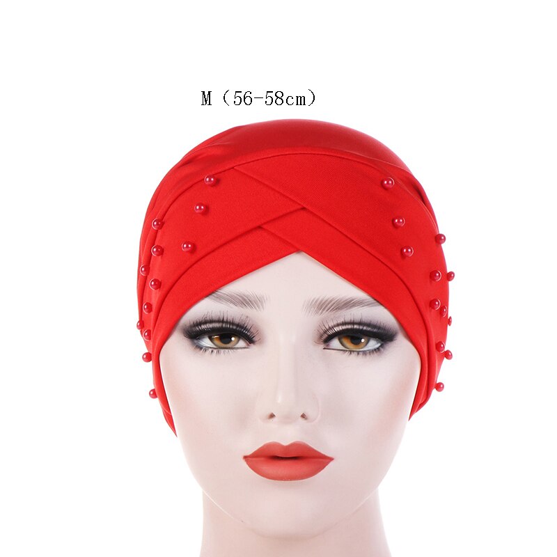 cotton solid folds pearl muslim turban scarf women islamic inner caps Arab wrap head femme musulman turbante mujer
