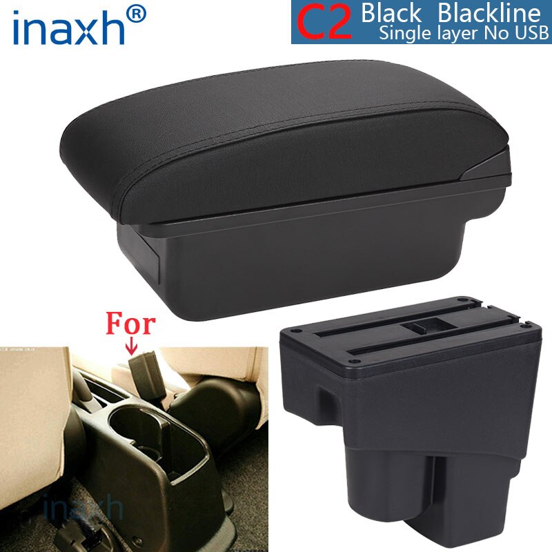 For Honda Jazz Armrest box For Honda Fit Jazz 1 Car Armrest 2003-2007 Arm Storage box car accessories 2003 2004 2005 2006 2007: C2 Black line NO USB