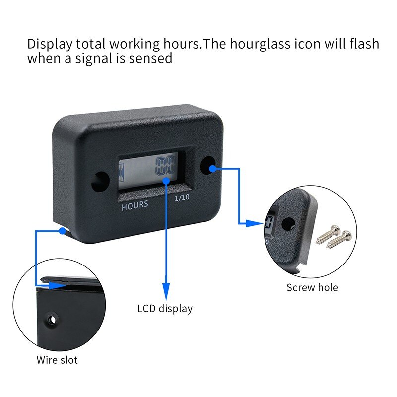 Universal Waterproof Digital Hour Counter Portable Engine Gauge Hour Meter For Motorcycle/Boat Engines Counter Hour Meter