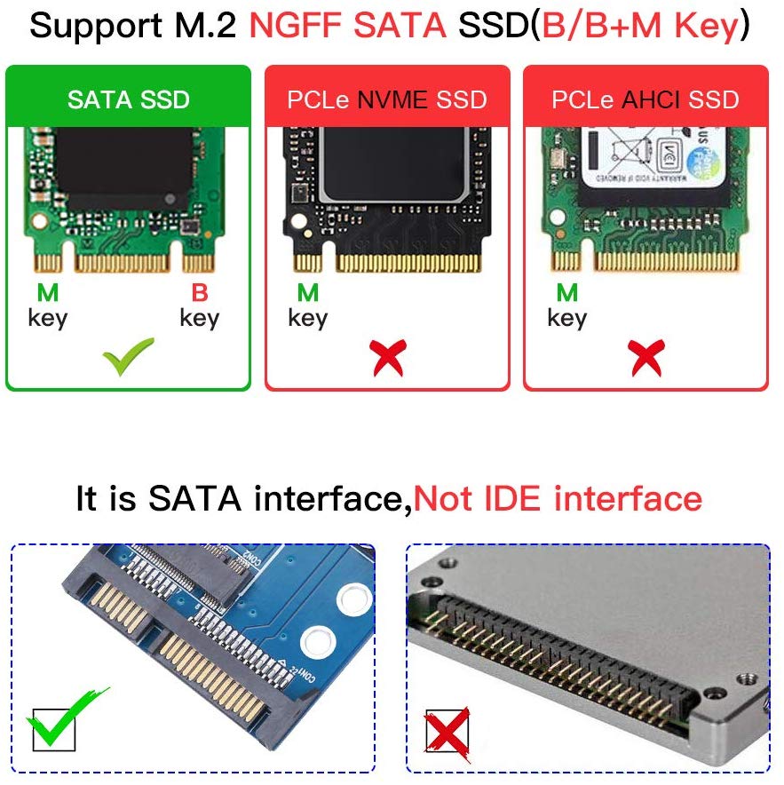 Onvian M2 SSD NGFF To SATA Adapter 6Gbps NGFF M.2 Adapter Card 22-Pin SATA III For NGFF M.2 SATA Converter For Laptop Desktop
