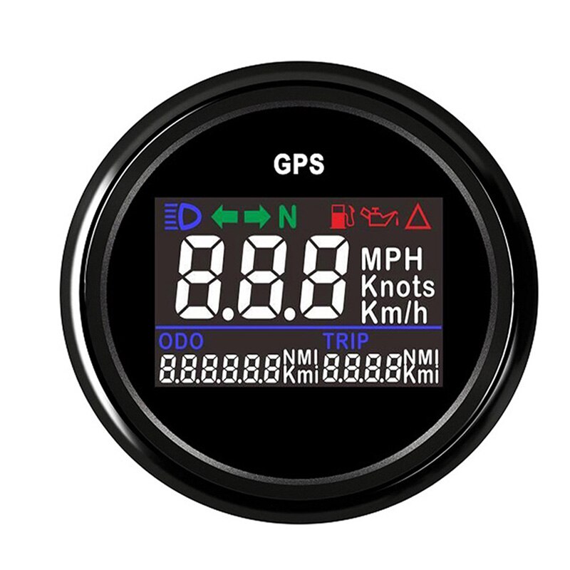 Boat Car GPS Speedometer Odometer with knots km/h mph adjustable Digital Gauge Fuel+Oil Pressure Alarm with GPS Sensor: Black