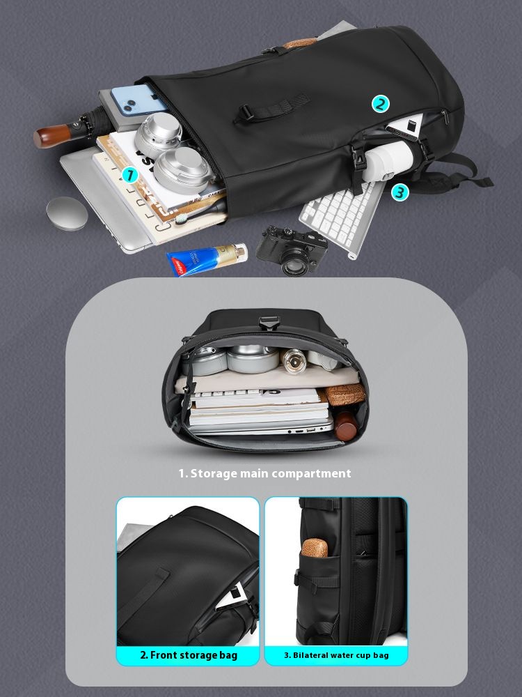 EURCOOL Mochilas Men's Backpack Waterproof Rollup Backpack Women Travel Expandable USB Charging Large Capacity Laptop Bag